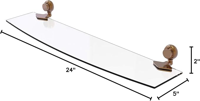 Allied Brass 433T/24-BBR 433 T Venus Collection Inch Twist Accents Glass Shelf, 24-Inch by 5-Inch, Brushed Bronze