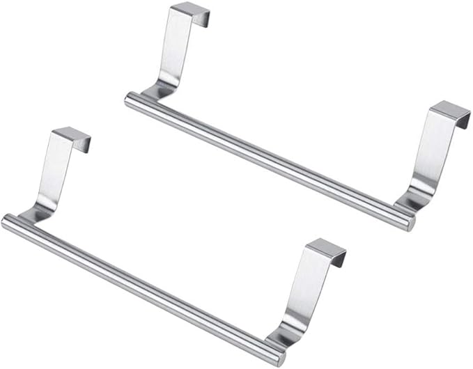 Bath Towel Bars Holder Multifunction Kitchen Cabinet Door Drawer Towel Hanging Rack Stainless Steel Bathroom Towel Bar - Set of 2 (Set of 2-9")