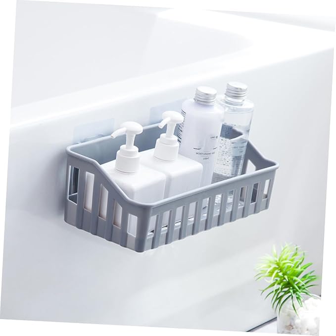 GLEAVI 3Pcs Self Adhesive Wall Mounted Storage Rack Punch Plastic Organizer for Bathroom Kitchen Versatile Shelf for Toiletries Condiments and More Random Color