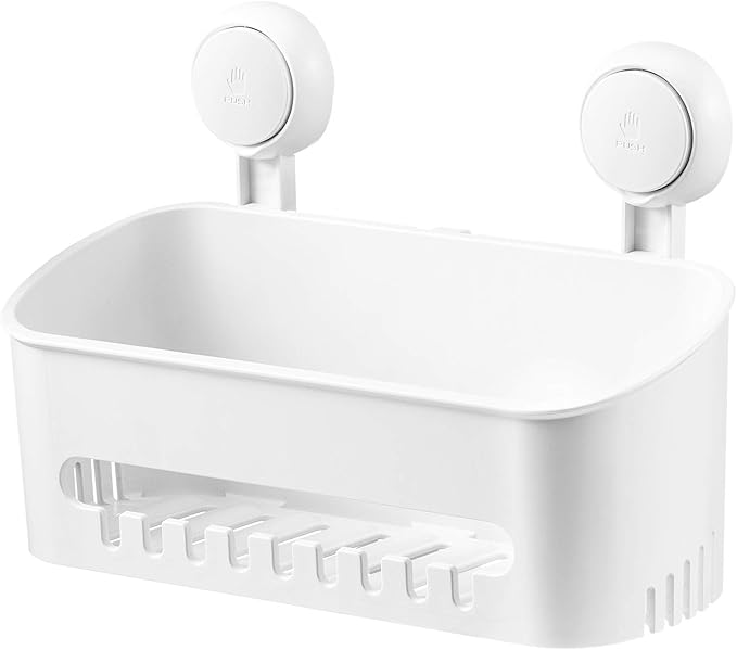 LUXEAR Shower Caddy Suction Cup NO-Drilling Removable Shower Shelf Powerful Heavy Duty Hold up to 22lbs, Waterproof Storage Basket for Shampoo & Toiletries Bathroom & Kitchen Caddy Organizer