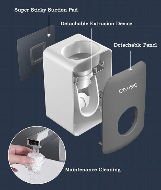Automatic Toothpaste Dispenser for Kids, 2 PCS Toothpaste Squeezer for Kids & Family Shower Decor, is Wall Mounted Bathroom Accessories Organizer (Grays, 2PACK)