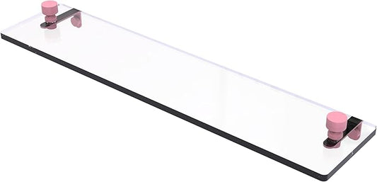 Allied Brass FT-1/22-PNK Foxtrot 22 Inch Glass Vanity Shelf with Beveled Edges, Pink