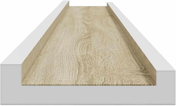 Wall Shelf Set of 4, 45.3 Inch Floating Shelves for Living Room Bedroom, Modern MDF Display Ledge Shelves for Books Photos Decor, White and Sonoma Oak