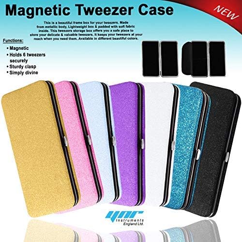 Glittery Magnetic Case for 6 Eyelash Tweezers Light Weight Hidden Magnetic Frame (Black)