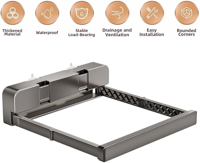 Telescopic Suction Cup Storage Rack for Bathroom - Foldable Wall-mounted Shelf with Strong Adhesion, Space-saving Design for Tiles and Glass