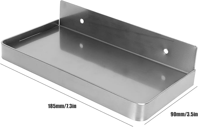 Bathroom Wall Mounted Phone Shelf, Stainless Steel Phone Holder with Raised Edges, Phone Storage Rack for Bathroom Toilet(Wire Drawing)