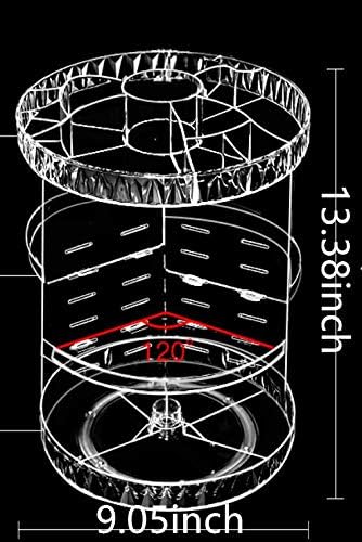 PJLANDI Acrylic 360 Degree Rotation Makeup Organizer, Cosmetic Storage holder shelf rack Perfume in Bathroom Dresser Diamond Pattern for skin care stand
