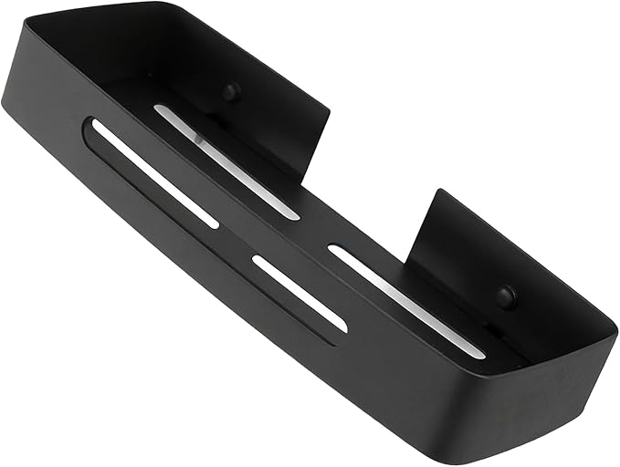 Yosoo Health Gear 304 Stainless Steel Bathroom Shelf 30.5 x 12.7 x 4.5 cm Wall Mounted Drain Rack for Toiletries, No Drill Installation, Matte Black Finish (Black Single Layer Rack (No Drill