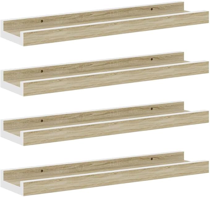 Wall Shelf Set of 4 Floating Shelves for Wall Decor, 15.7 Inch Modern MDF Display Shelves for Living Room, Bedroom, and Storage, Matte White