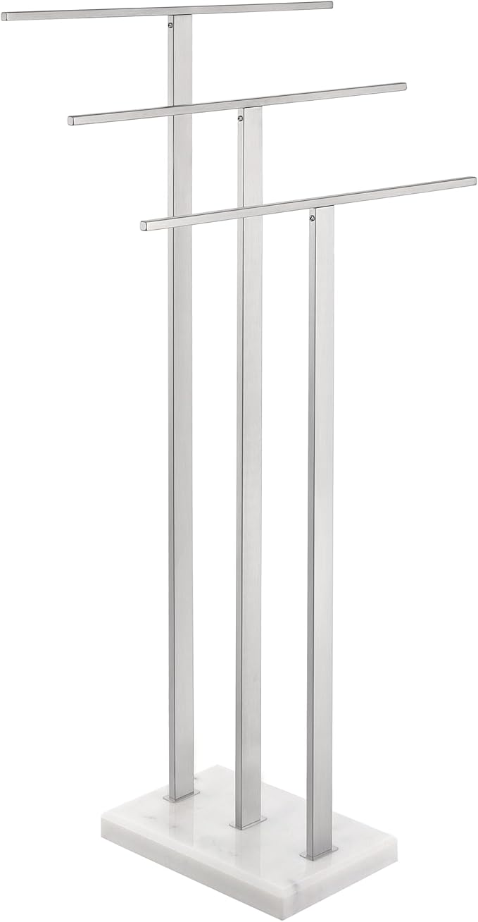 KES Standing Towel Rack 3-Tier with Heavy Marble Base, Free Standing Towel Racks for Bathroom Floor, SUS304 Stainless Steel Brushed Finish, BTH217S3-2
