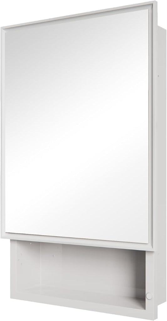 16x26 Bathroom Mirror with Storage,Recessed & Surface Mount Medicine Cabinet,Bathroom Cabinet with Mirror,Wall Mounted Mirror Cabinet for Bathroom, Modern Sleek Design