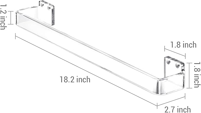 MyGift 18 Inch Wall Mounted Towel Holder Bar for Bathroom, Bath Towel Rack, Hand Towel Holder, Minimalist Transparent Floating Hanger Rail, Premium Clear Acrylic