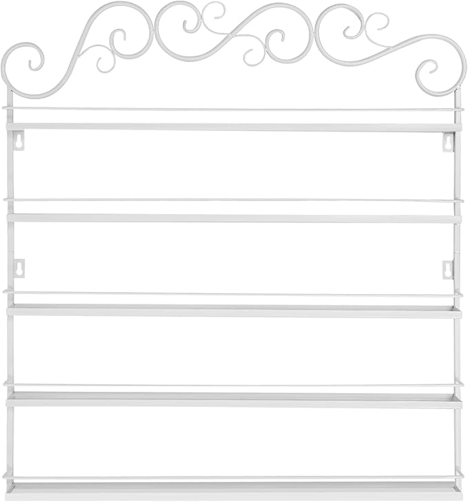 AngelcityCC 5 Tier Wall Mounted Metal Rack Shelf Versatile Organizer for Nail Polish Essential Oils for Home Nail Salon Spa Shops
