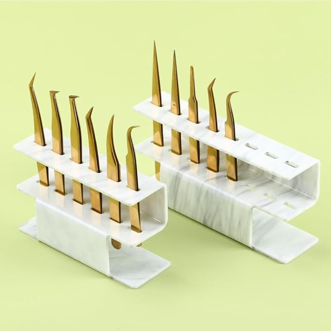 Acrylic Tweezers Holder, 8 Holes Tweezers Stand Display Organizer for Eyelash Extension Supplies Accessories Grafting Beauty Tools (8 Holes Marble White)