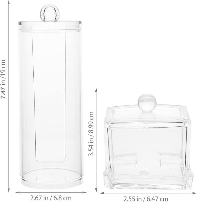 FOMIYES Cotton Round Holder 2Pcs Acrylic Cotton Swab Storage Box Transparent Cosmetics Holder Balls Dispenser with Lid Makeup Organizers Makeup Case Organizer