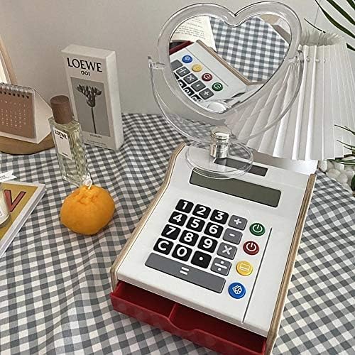 1Pc Acrylic Double Side Makeup Mirror Cute Heart Shaped Cosmetic Mirror, Transparent Base Home Bedroom Desktop Make Up Mirror (Red)