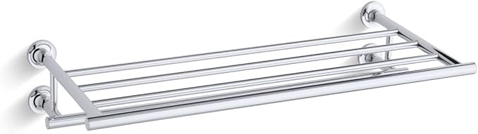 KOHLER 14381-CP Purist Hotelier Bathroom Towel Shelf, Wall-Mount Rack, Bathroom Towel Holder, Polished Chrome