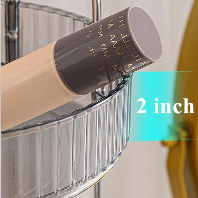 Makeup Organizer for Vanity, 360° Rotating Bathroom Organizer Countertop, High-Capacity Skincare Organizer, Spinning Cosmetics Organizer for Dresser Countertop (2 Tiers, Grey)