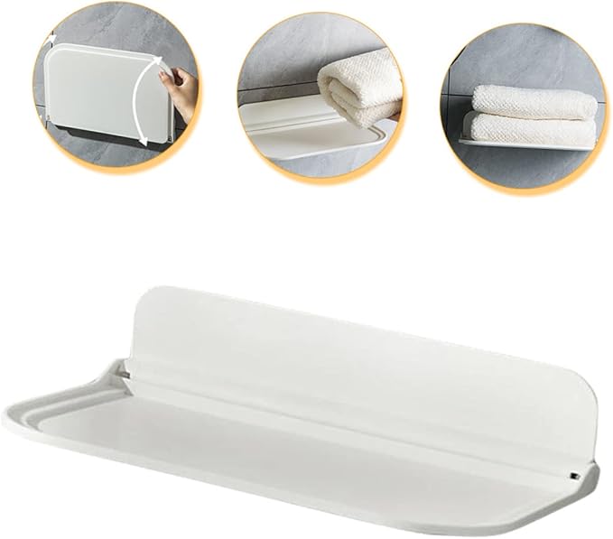 MAGICLULU Foldable Floating Wall Shelf for Bathroom Storage Space Saving Bathroom Wall Shelf Organizer for Towels Soap Toiletries and Small Items and Easy to Install