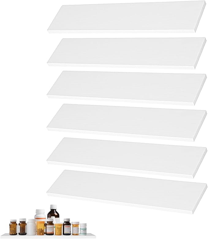 6pcs Medicine Cabinet Shelf Replacement 13inch Wooden Medicine Cabinet Shelves Wooden Bathroom Cabinets Shelves for Living Room Bathroom Kitchen Wall Mounted Medicine Cabinets (White)