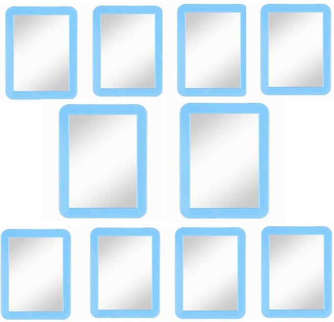 10 Pack Blue Magnetic Locker Mirror,5" x 7" Iocker Mirror Magnetic - Small Mirrors for School Locker, Bathroom, Workshop Toolbox, Office Cabinet,Easy Install