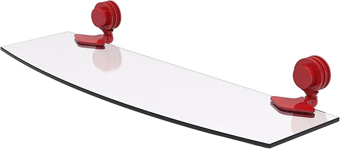 Allied Brass 433D/18-FER Venus Collection 18 Inch Glass Shelf with Dotted Accents, Fire Engine Red