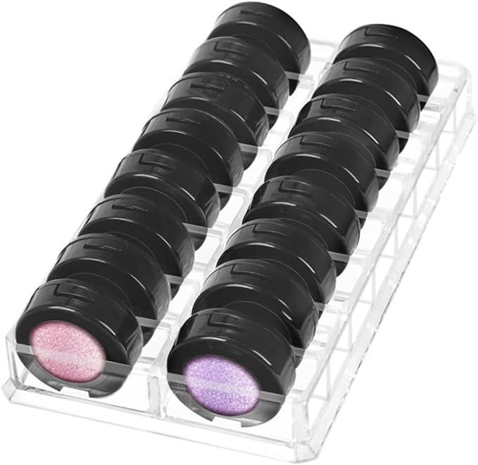 Acrylic Eyeshadow Makeup Organizer 16 Space Cosmetic Storage Container Clean Makeup Organizing Tray For Bronzer, Highlighter,Powder,Blush Cosmetic Organisers