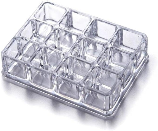 Kamay's Acrylic Transparent Rectangular 12 Grids Lipstick Nail Polish Eyebrow Brush Display Rack (SF-1037)