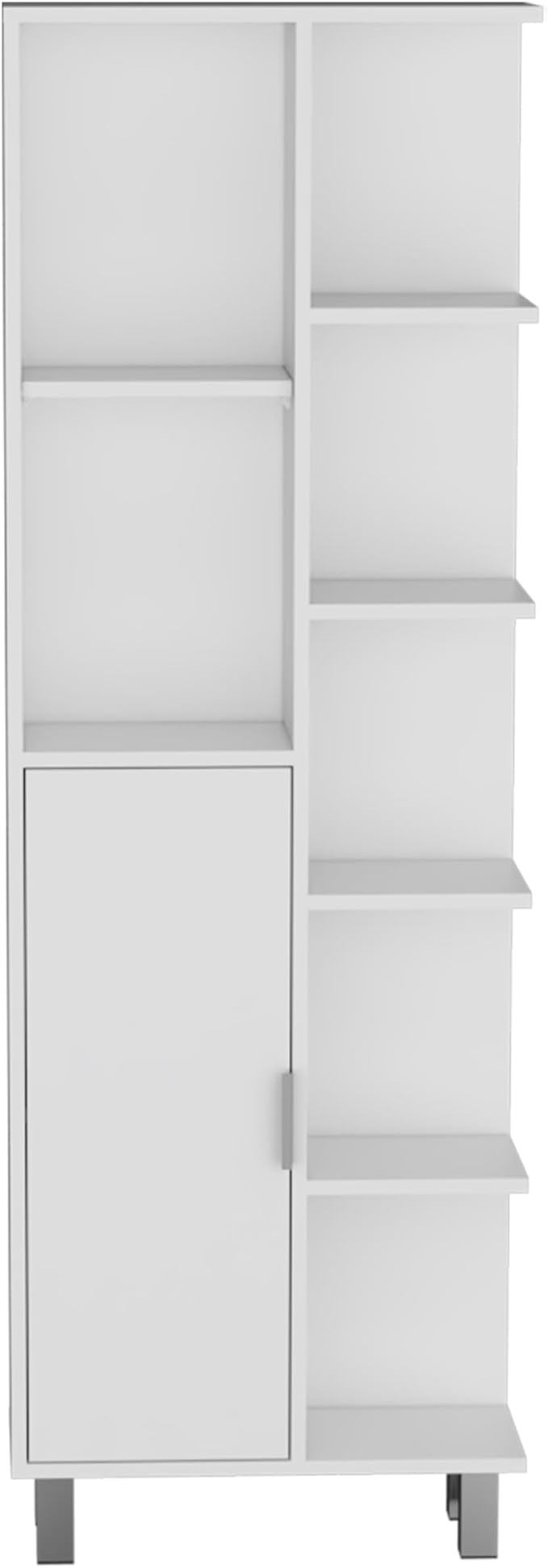 63" 7-Open-Shelf Bathroom Cabinets, Modern Organizer with Sleek Design & Space-Saving, Versatile Storage Cabinet with Easy-Assembly for Bathrooms, White