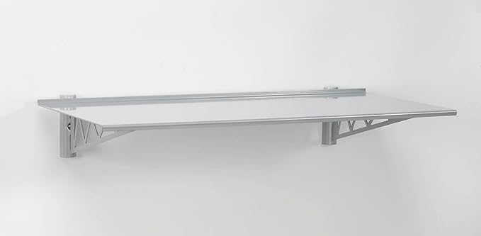LTL Home Products Puzzle Metal Silver Wall Shelf Kit, 11" x 36", with Bridge Silver Bracket