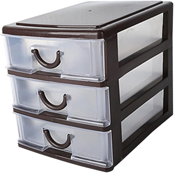 Multifunctional Plastic Storage Box with Drawer Handle Translucent Desktop Organizer for Office Cosmetics and Sundries Compact 6.88X5.90X5.11 Inch