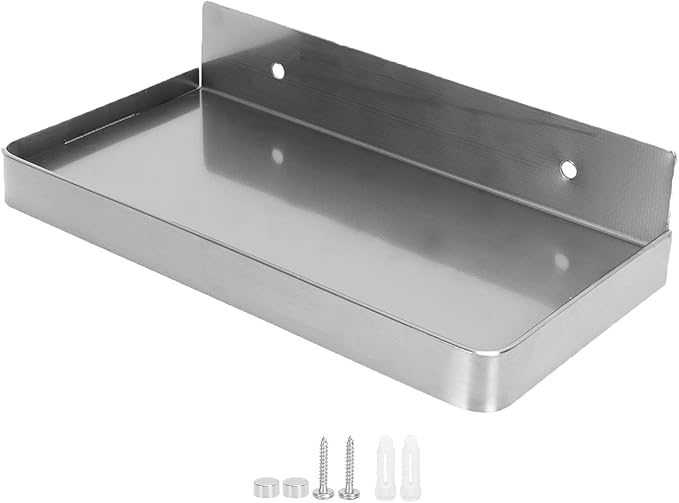 Bathroom Wall Mounted Phone Shelf, Stainless Steel Phone Holder with Raised Edges, Phone Storage Rack for Bathroom Toilet(Wire Drawing)
