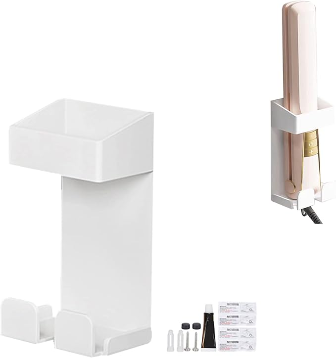 Ejoyous Curling Iron Holder, Stainless Steel Metal Hair Tool Holder Wall Mount Straightener Shelves Organizer Bathroom Shelf for Shaver, Toothpaste, Toothbrush and Remote Control