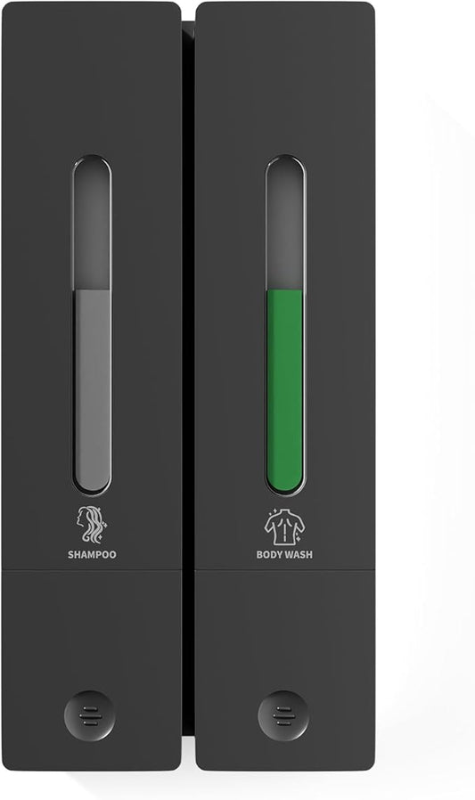 Shampoo and Conditioner Dispenser 2-Chamber Wall-Mounted Shower Soap Dispenser, No-Drill Installation, 800ML Capacity, Ideal for Bathrooms