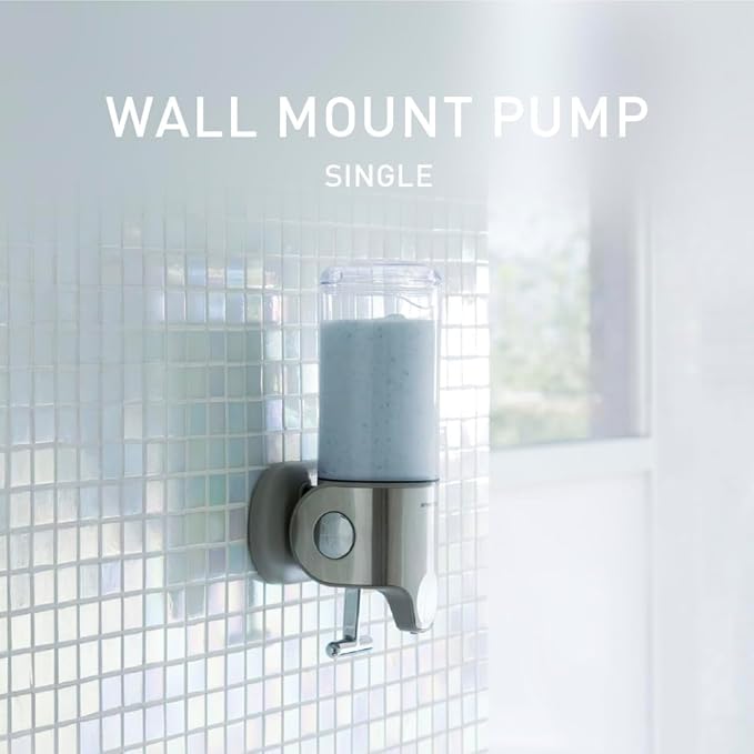 simplehuman Wall Mount Pumps, Single 15 fl. oz. Shampoo & Soap Dispenser, Stainless Steel
