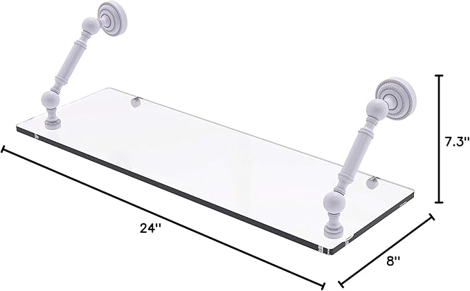 Allied Brass DT-1-24 Dottingham Collection 24 Inch Floating Glass Shelf, Matte White