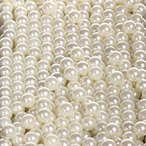 Sooyee Acrylic Makeup Brush Holder Organizer with 8mm White Pearls + 1700-Pcs Loose Beads no Hole 1.1 Lbs (8mm,Ivory)