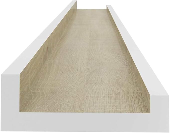 Wall Shelves 4 Pack White and Sonoma Oak Floating Shelves 31.5 Inch for Living Room Bedroom Kitchen Storage Display Organizer Modern Decorative Shelving Units