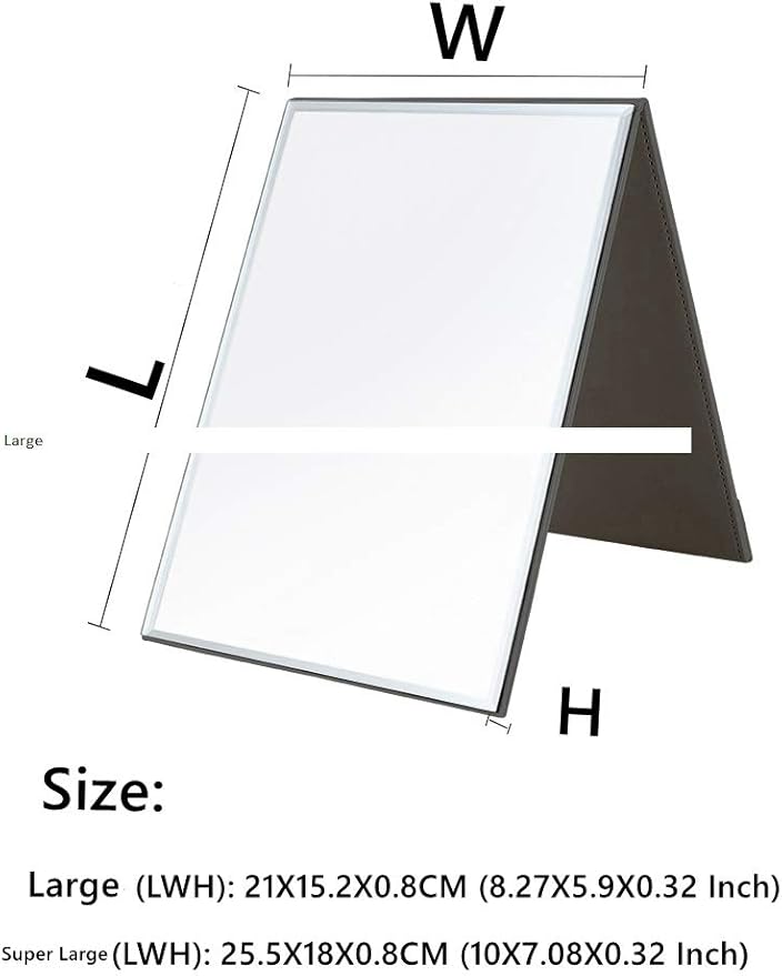 Zcooooool Large Portable Super HD Mirror - Multi Stand Angle Hand Free/Handheld/Tabletop Foldable Mirror 10x7 Inch