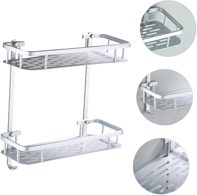 2tier Bathroom Shelves Wall Organizer Double Storage Rack Kitchen Storage Bathroom Shelf