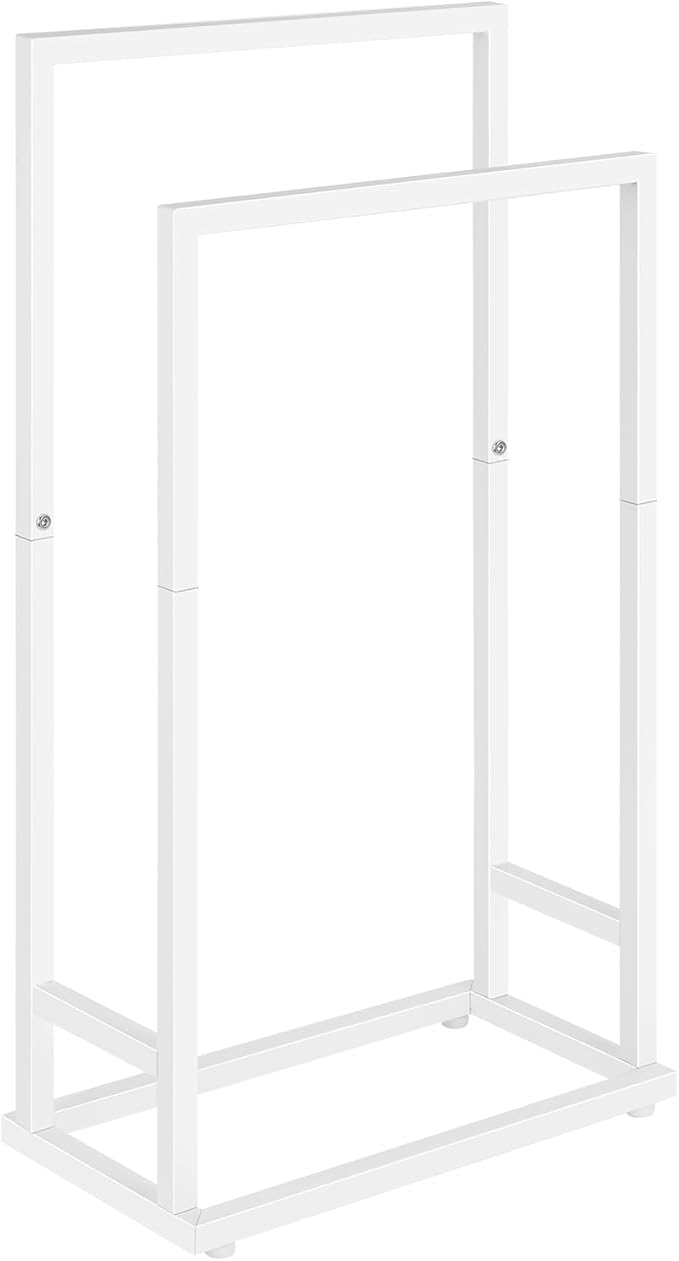Towel Rack, 2 Tier Stainless Steel Towel Racks Stand for Bathroom, Hand Towel Drying Rack Holder, Towel Bar Stand Blanket Rack, White