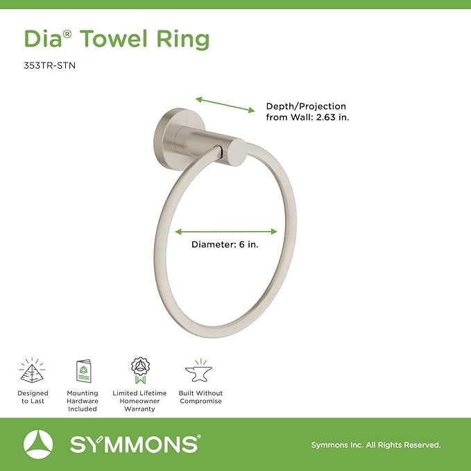 Symmons 353TR-BBZ Dia Wall-Mounted Towel Ring in Brushed Bronze