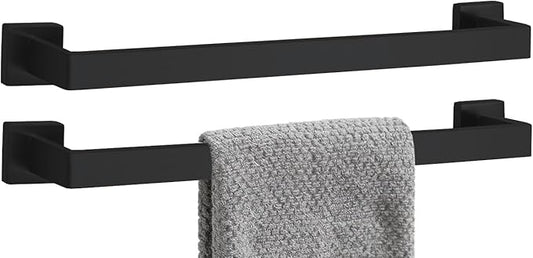 2 Packs 20 Inch Bathroom Towel Bar SUS304 Stainless Steel Matte Black Towel Holder Wall Mounted Heavy Duty Towel Rack Bathroom Towel Rod Modern Square Base Design((2, Matte Black, 20 Inch)