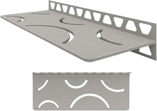 Schluter Rectangular Shelf for Tiled Walls - 4mm Thick, Curve Design, Aluminum Material, Stone Grey Finish - SWS1D6TSSG