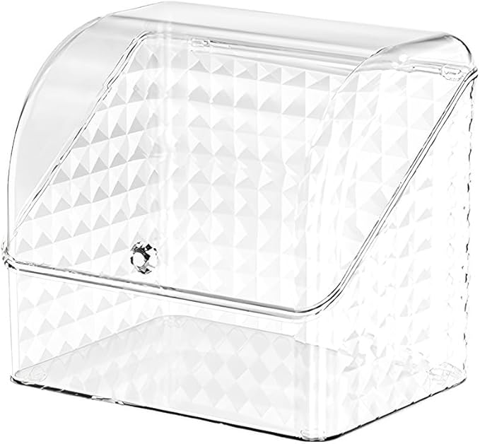 Large Clear Cosmetic Makeup Organizer with Lid, Desktop Cosmetics Box Tabletop Cosmetics Holder, Dresser Top Organizer Case for Cosmetics, Lotion, Beauty Product