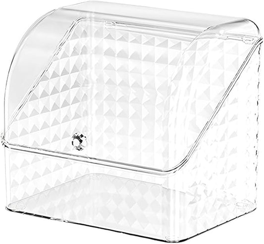Large Clear Cosmetic Makeup Organizer with Lid, Desktop Cosmetics Box Tabletop Cosmetics Holder, Dresser Top Organizer Case for Cosmetics, Lotion, Beauty Product