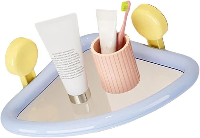 Suction Cup Corner Shelf Bathroom Shelf No Drilling Space Saving Waterproof ABS