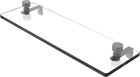 Allied Brass FT-1/16-GYM Foxtrot 16 Inch Glass Vanity Beveled Edges Shelf, Matte Gray