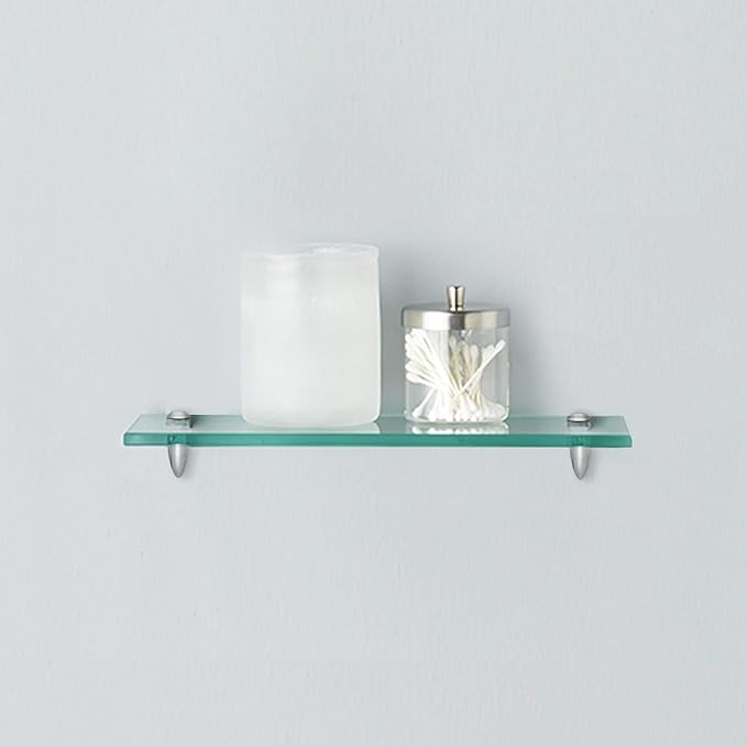 Momento Glass Shelf, 6.5" x 12" inch - 3/8 Inch Thick Clear Rectangle Shelf with 2 Free Chrome Brackets and Screws For Displacing Trophies, Awards, Pictures Frames, Paintings and Decoration Items