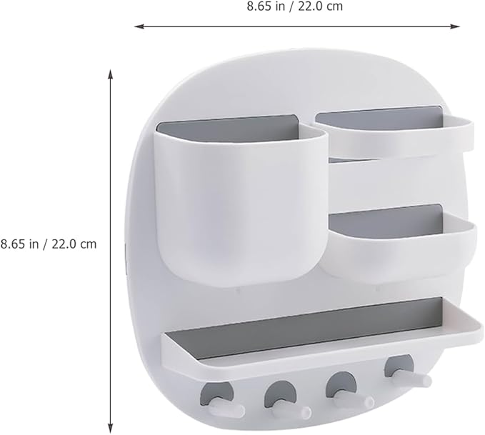 LIFKOME Multi Function Wall Mounted Bathroom Organizer with Compartments Storage Tray Hooks Versatile Floating Shelf for Toiletries and Items for Bathroom Decor